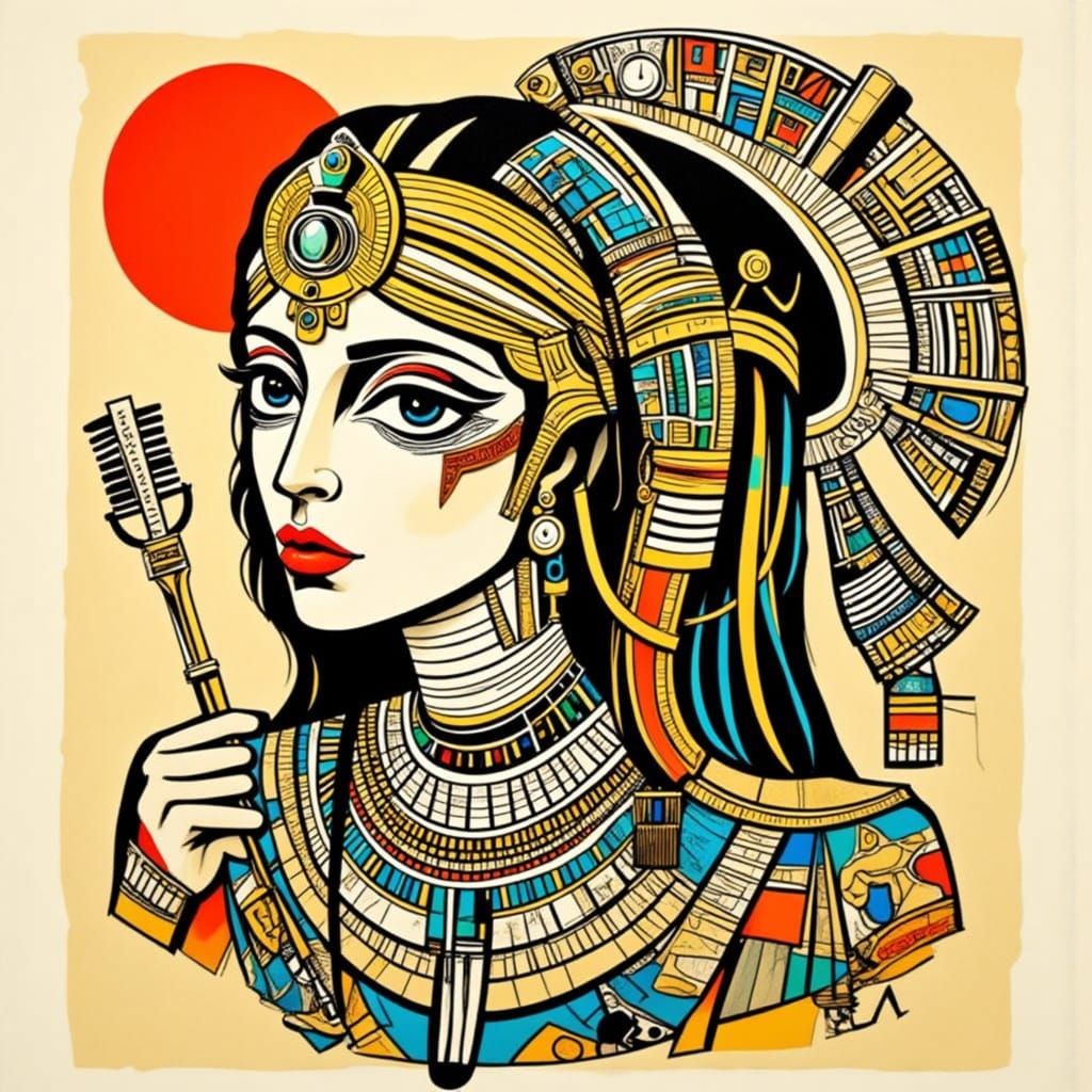 Egyptian Gold Ink Abstract