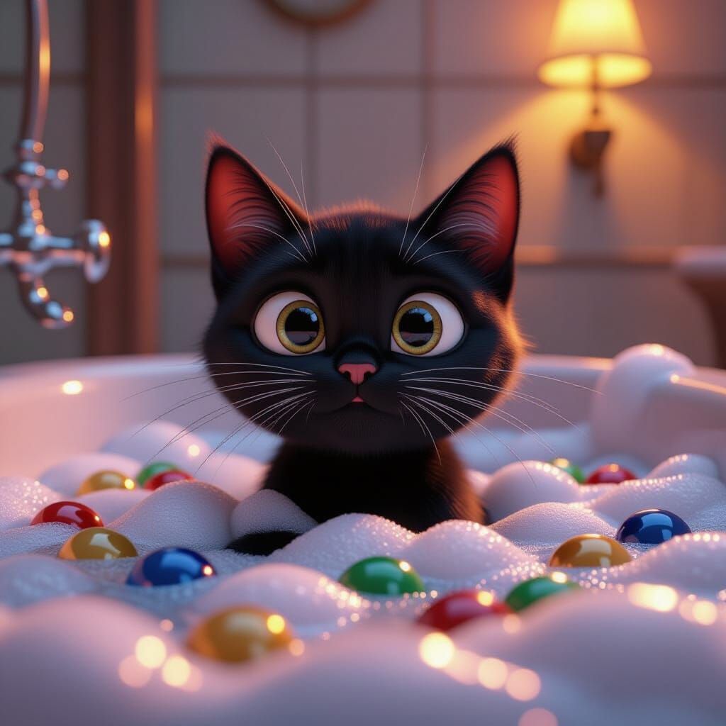 Funny Cat's Surprising Bubble Bath Adventure