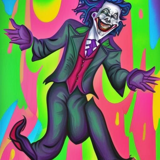 Gothic Joker in Vibrant Candyland Wonderland