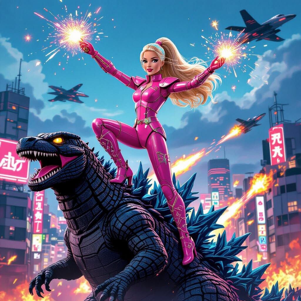 Barbie on Godzilla's Shoulder, Tokyo Fashion Battle