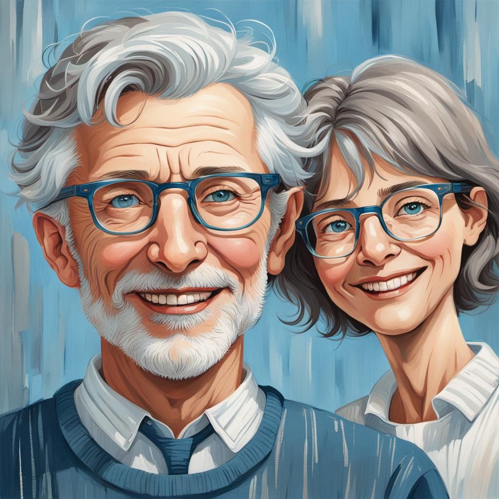 Whimsical Couple Portrait in Children's Book Style