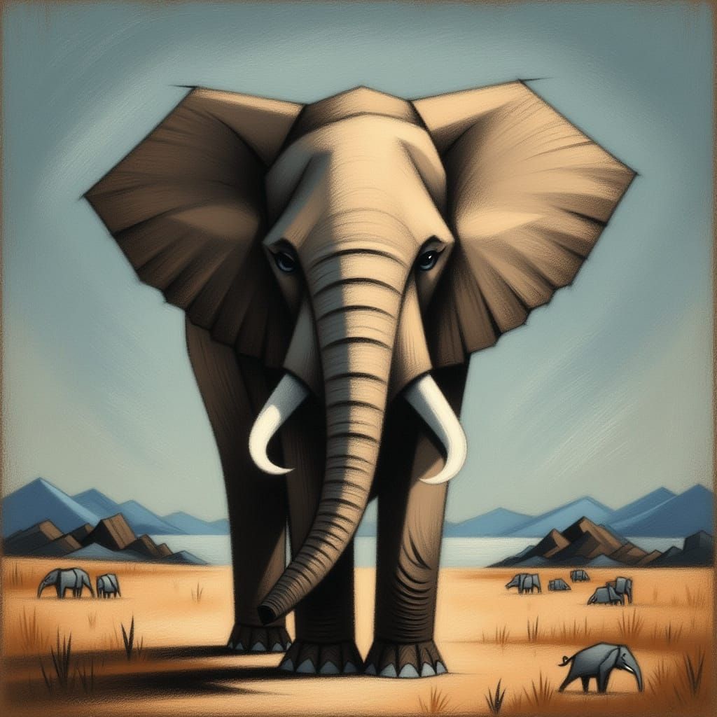 Majestic Elephant Illustration Using Kaz v2 LoRA