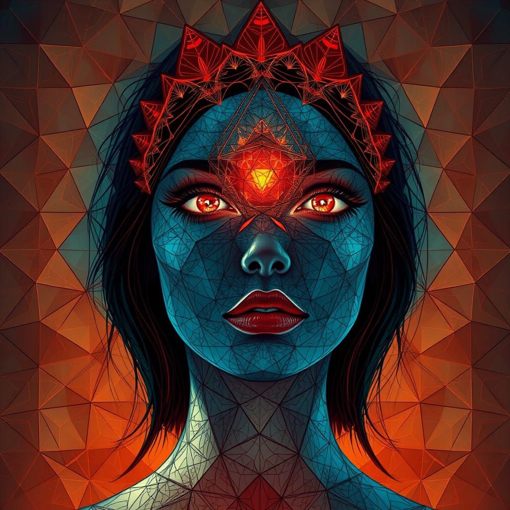 Abstract Surreal Portrait in Alex Grey Style