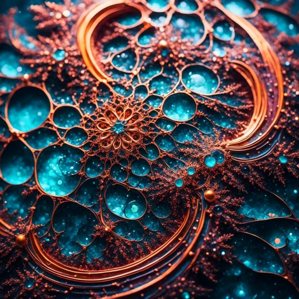 Bioluminescent Underwater Abstract Art with Fractal Details
