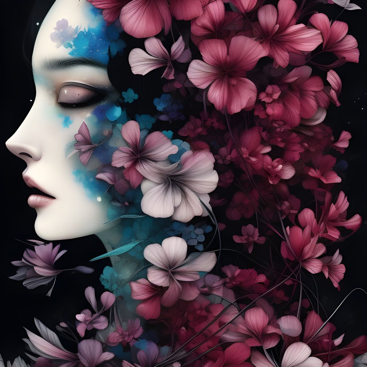 Hyperdetailed Lycoris Flower in Manga Collage Style