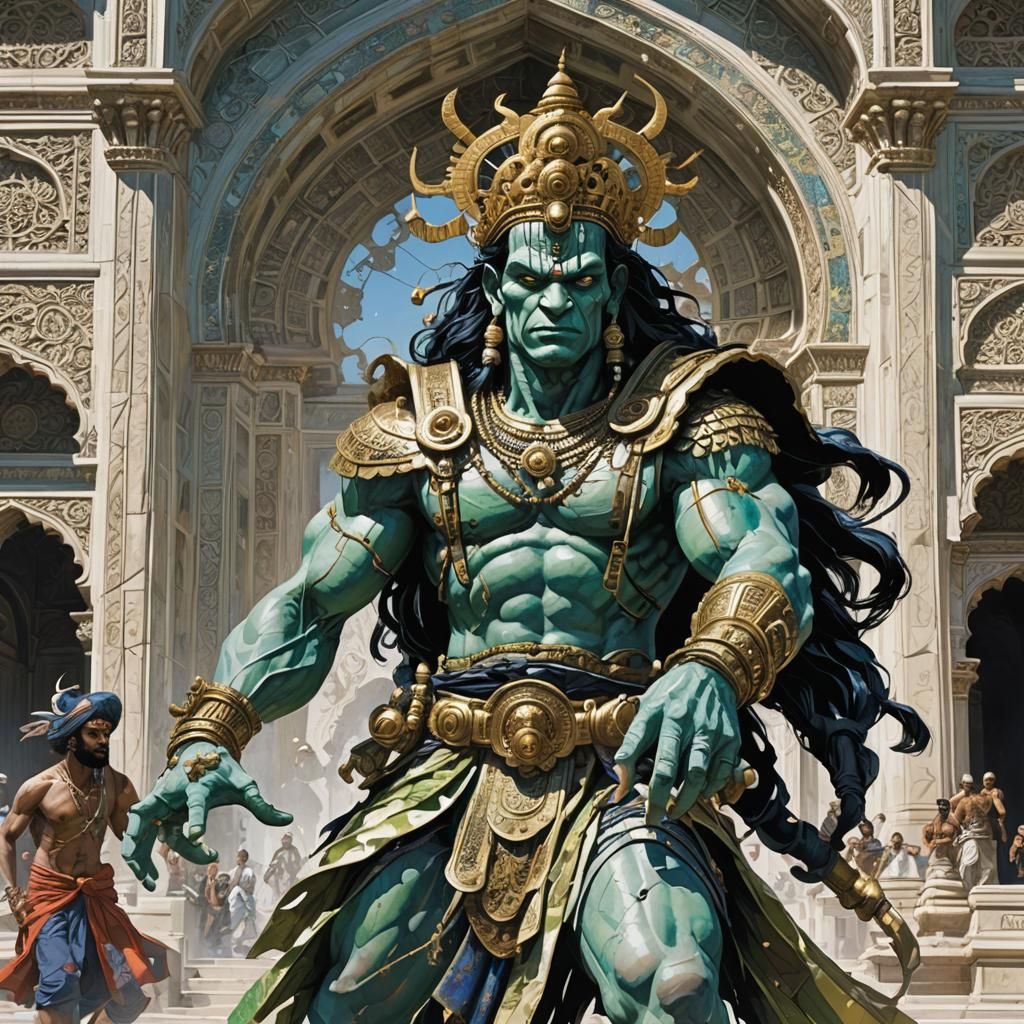 Shiva Frankenstein Glitch Art at Taj Mahal