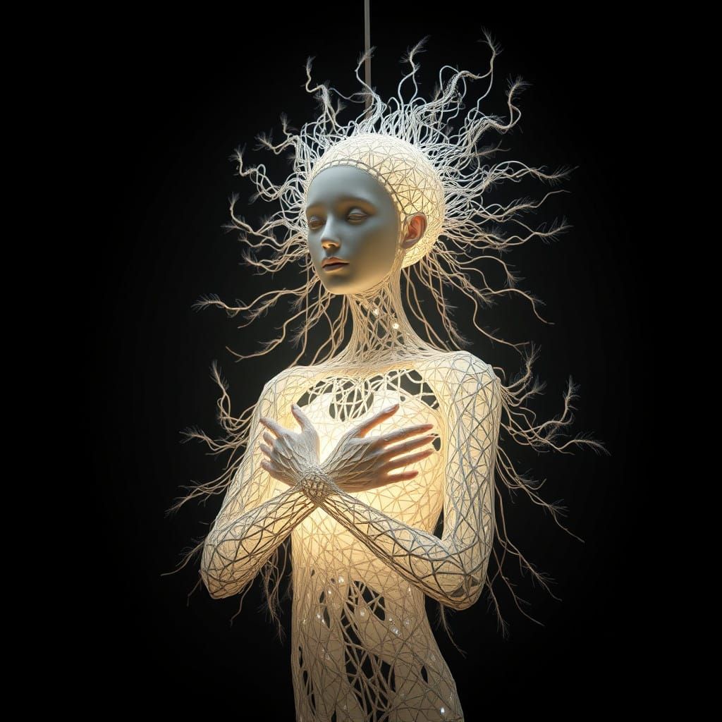 Ethereal Goddess in Luminous Fiber Weave