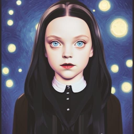 Wednesday Addams Portrait in Art Nouveau Style