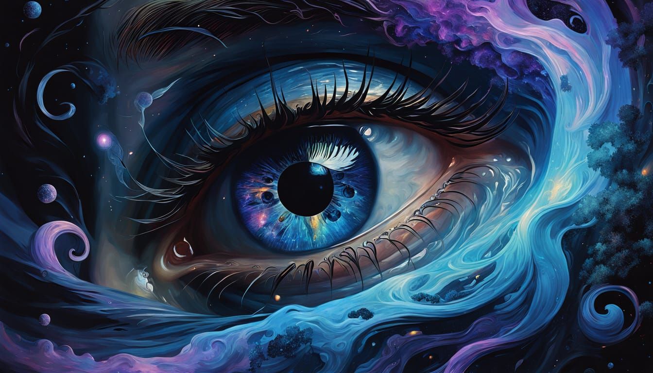 Ethereal Cosmic Being Adrift in Nebula: Digital Painting