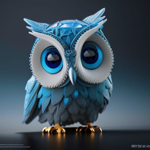 Beautiful Blue Owl Statue