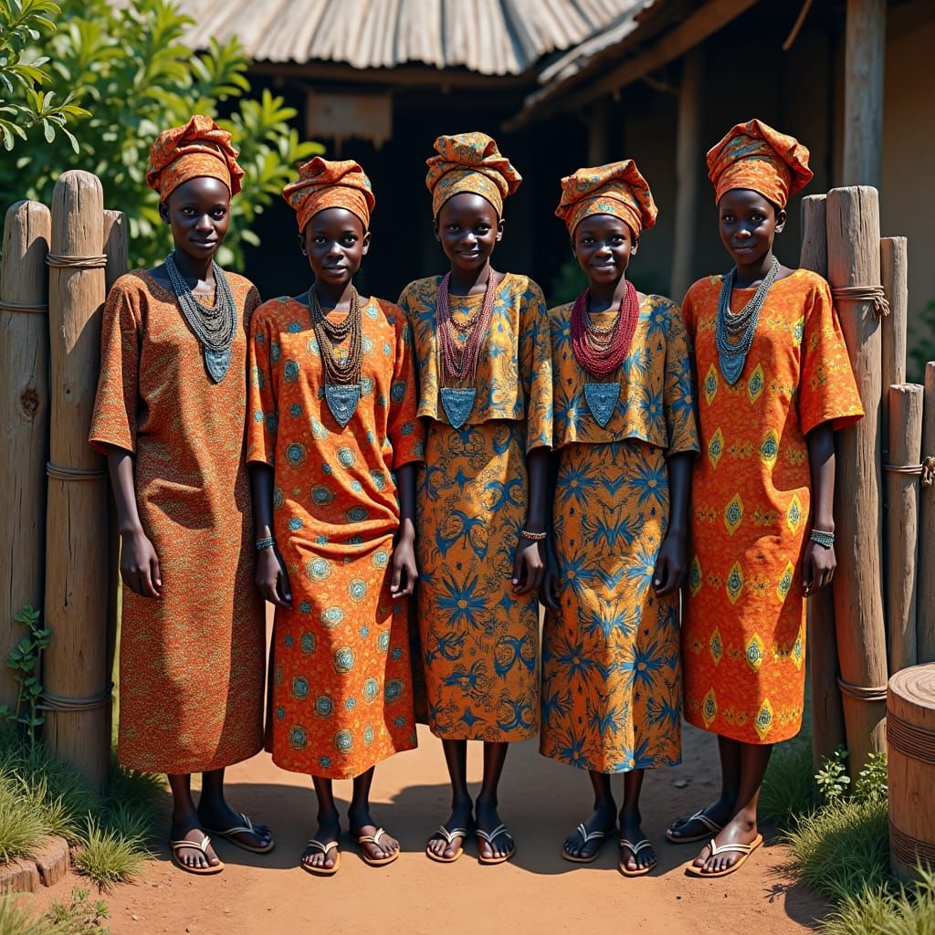 Colorful Kikuyu Attire on Rustic Fence