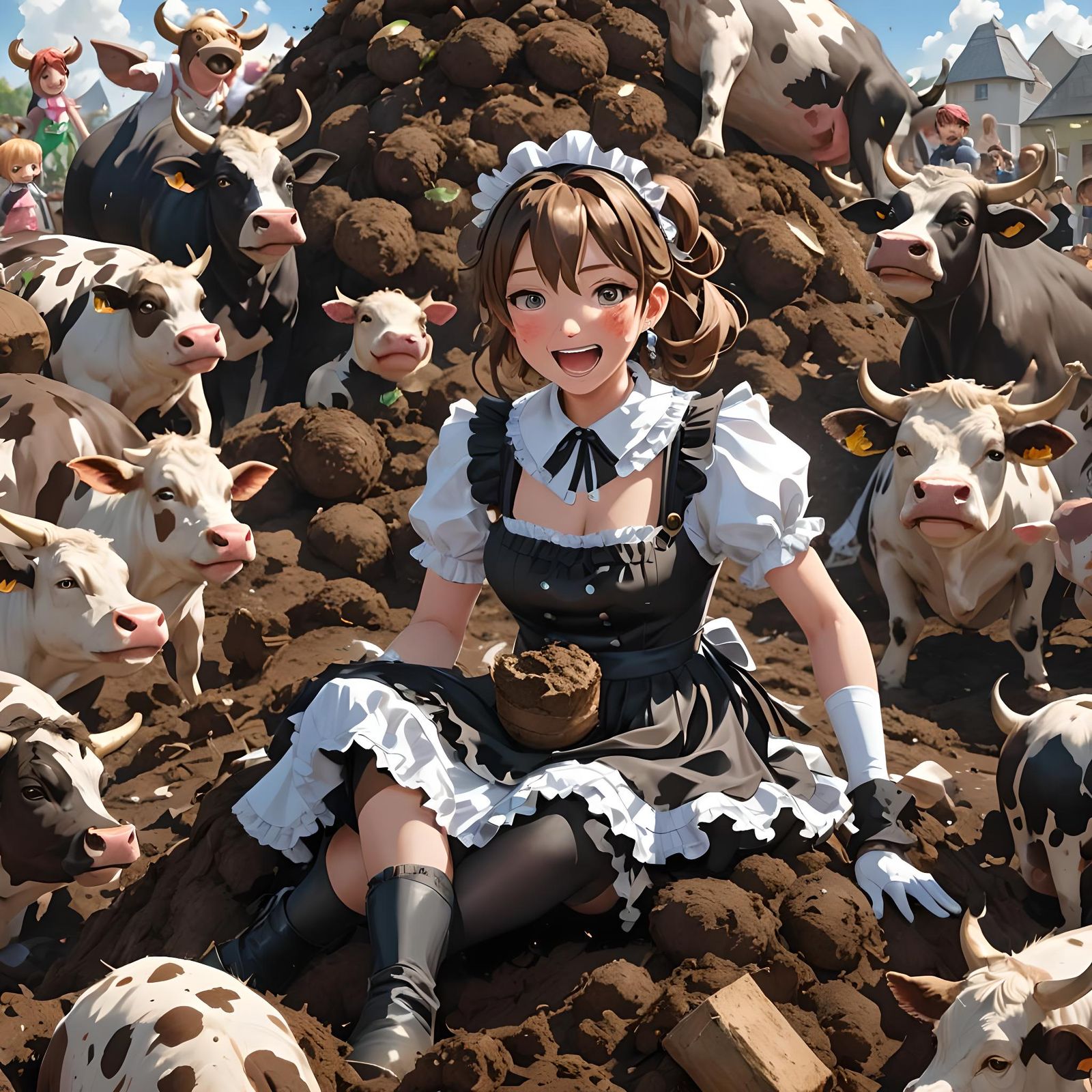 Humorous Anime Image: Maid in Cow Manure