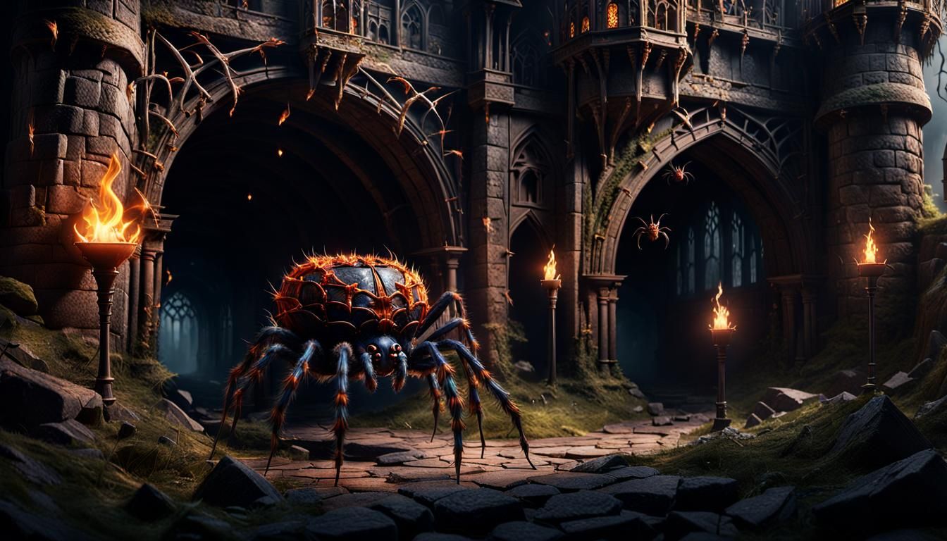 Horrifying Spiders Infest Castle Tunnels