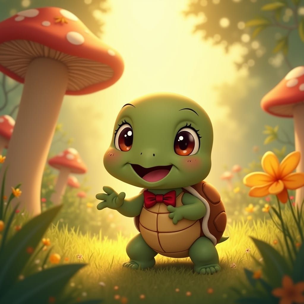 Charming Cartoon Turtle Sings in Disney Style