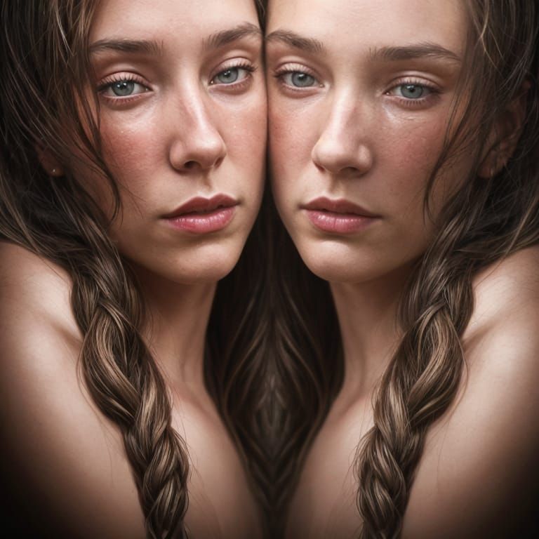 Twins Portrait in 60s Style