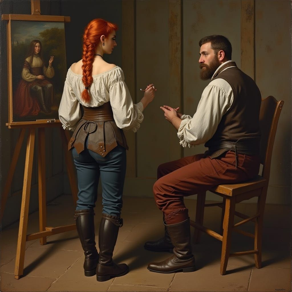 Renaissance Woman Portrait in Oil Painting