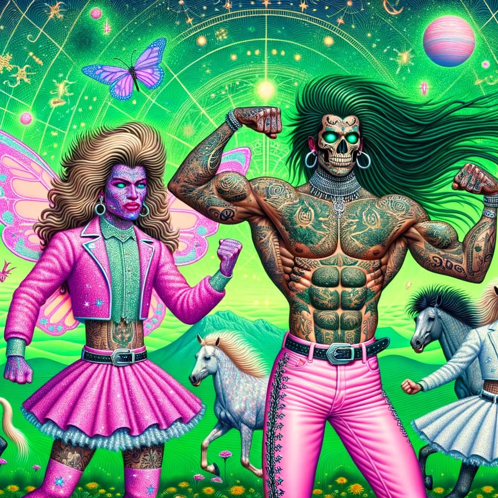 Flamboyant Fantasy Realm in Cyberpunk Style