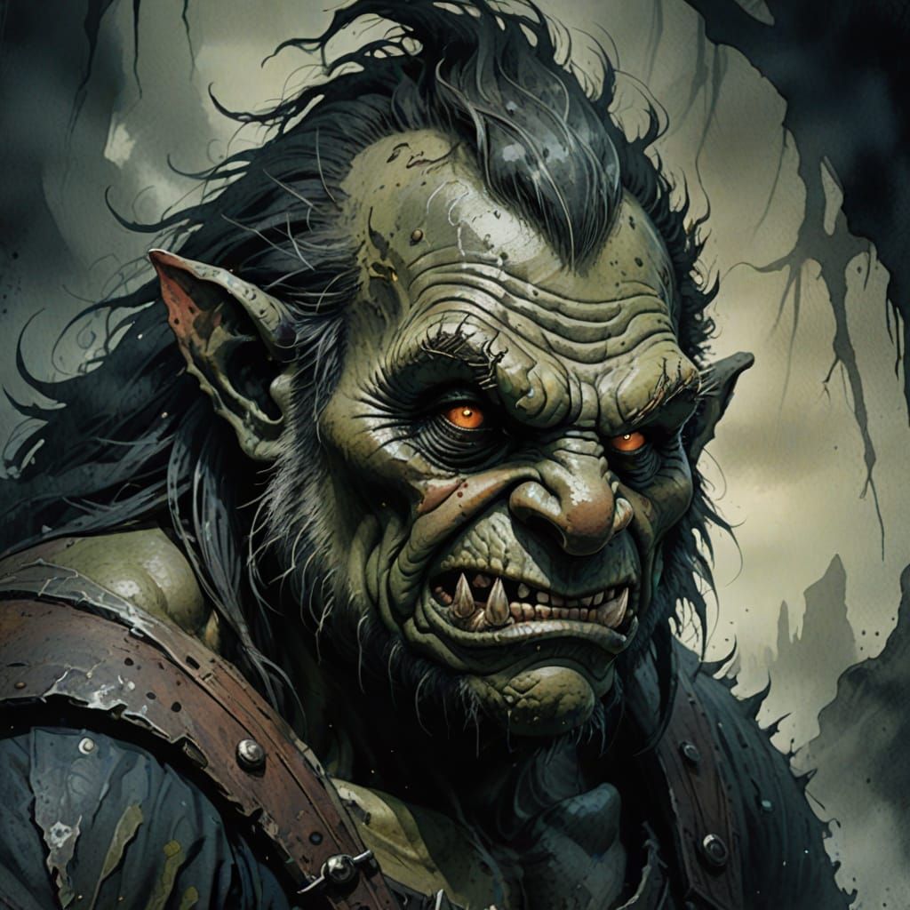 Scary Old Troll in Dark Fantasy Style
