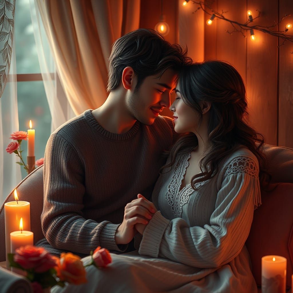 Heartwarming Scene of Sweet Love in Matte Painting