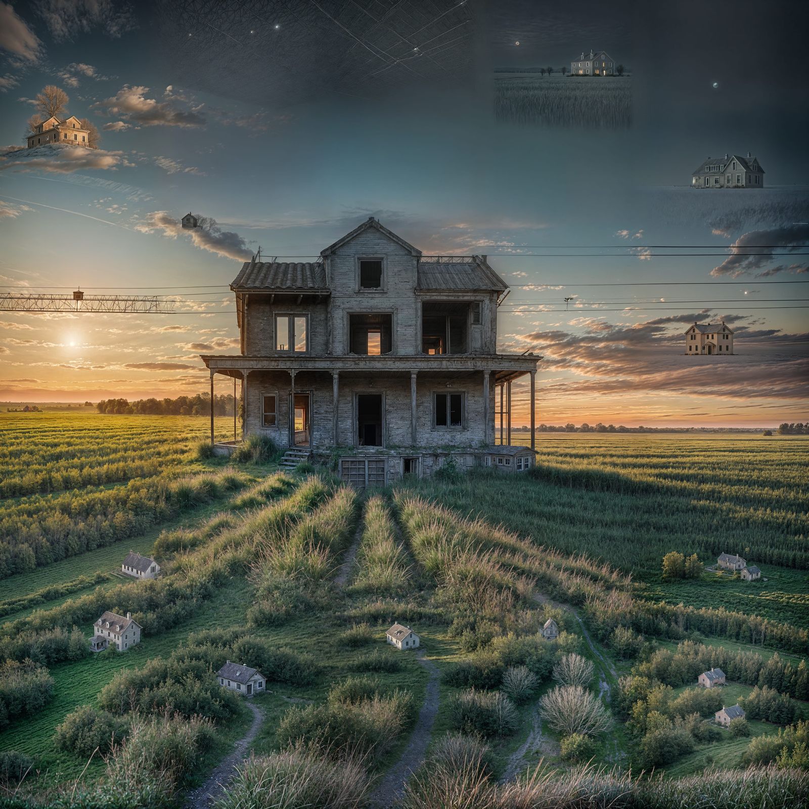 Uncanny Sunrise: A Liminal House in a Field