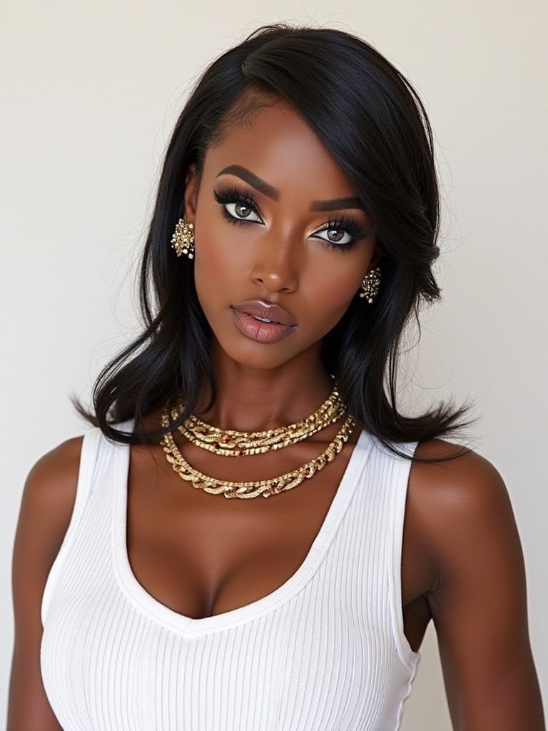 Regal Black Goddess Exudes Casual Elegance