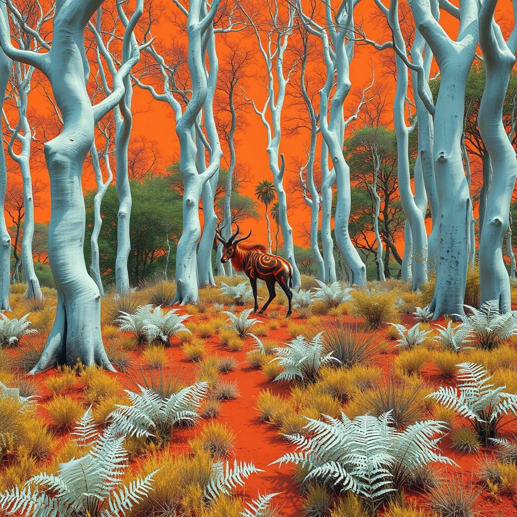 Surreal Ethereal Forest in Vibrant Street Art Style