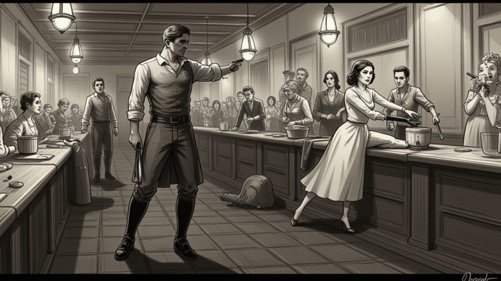 Vintage Noir Portrait with Aged Ink Texture