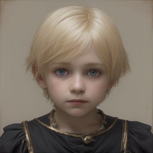 Sinister Close-Up Portrait of Blond Orphan Boy