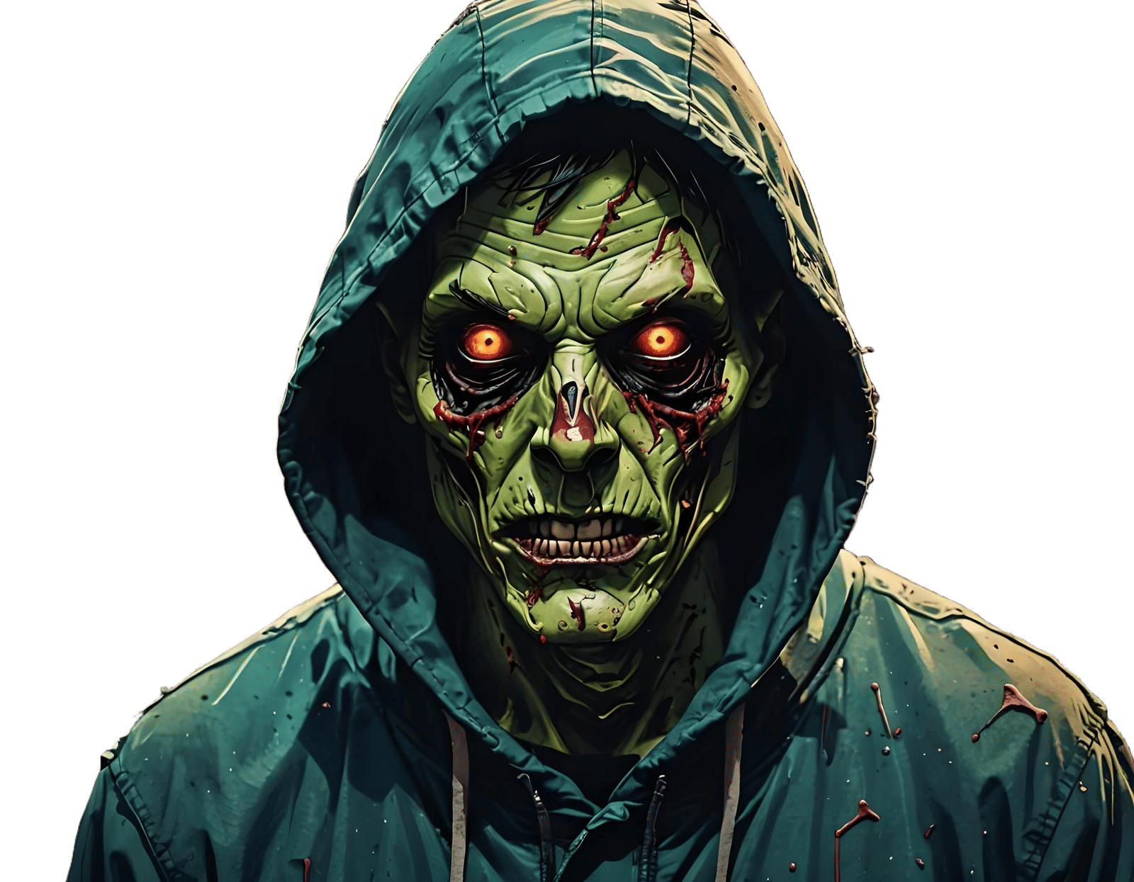 Friendly Hooded Male Zombie Portrait