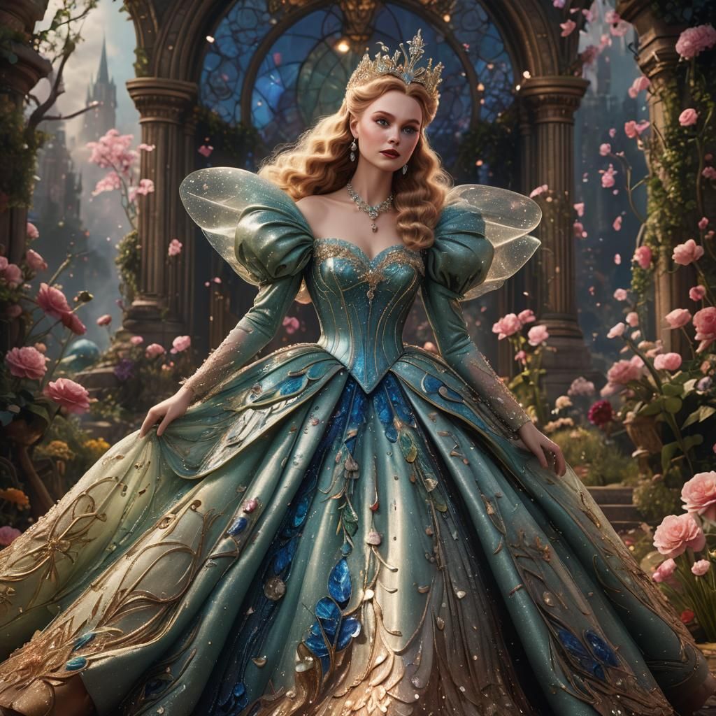 Glinda Inspired Haute Couture Dress in Fantasy Art