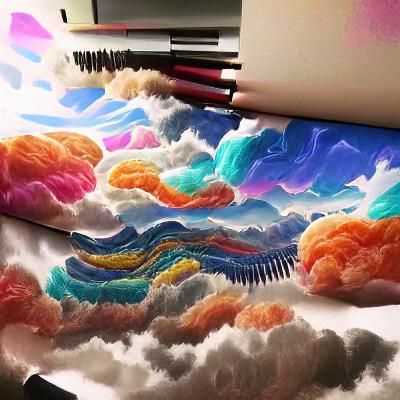 Dreamlike Clouds with Vibrant Strokes