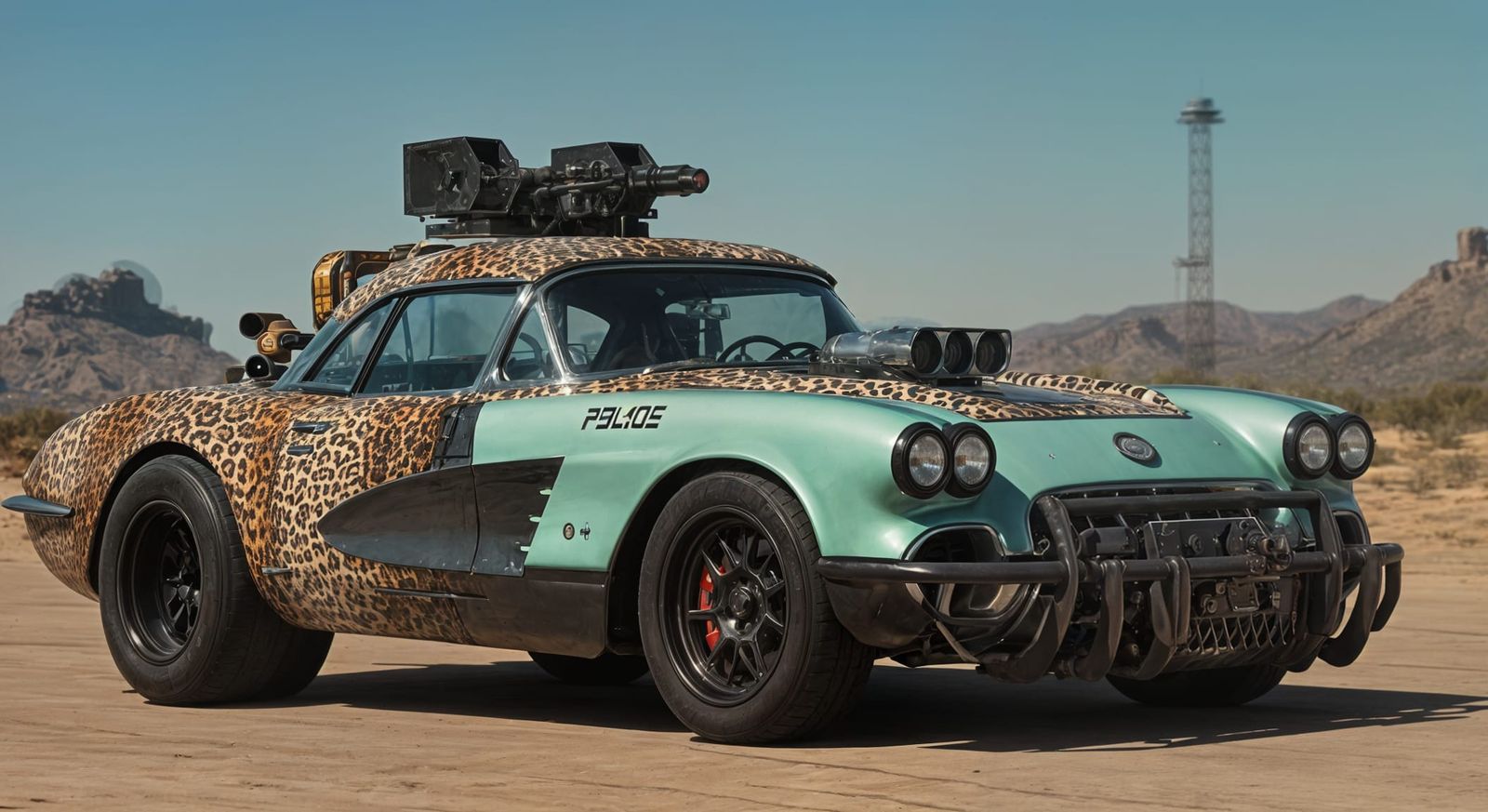 Cyberpunk Armored 1957 Corvette Police Dragster