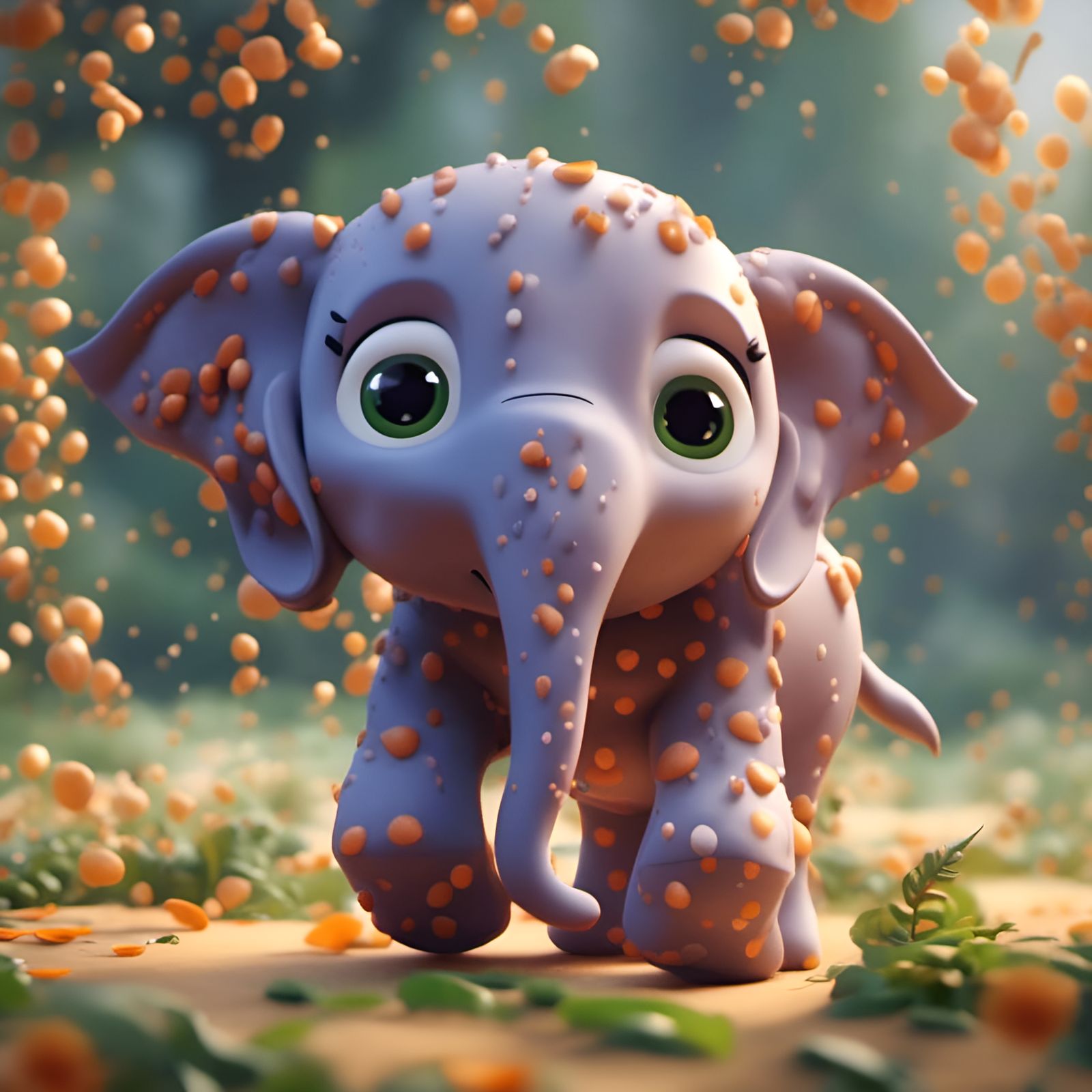 Chibi Elephant with Big Eyes in 3D Animation