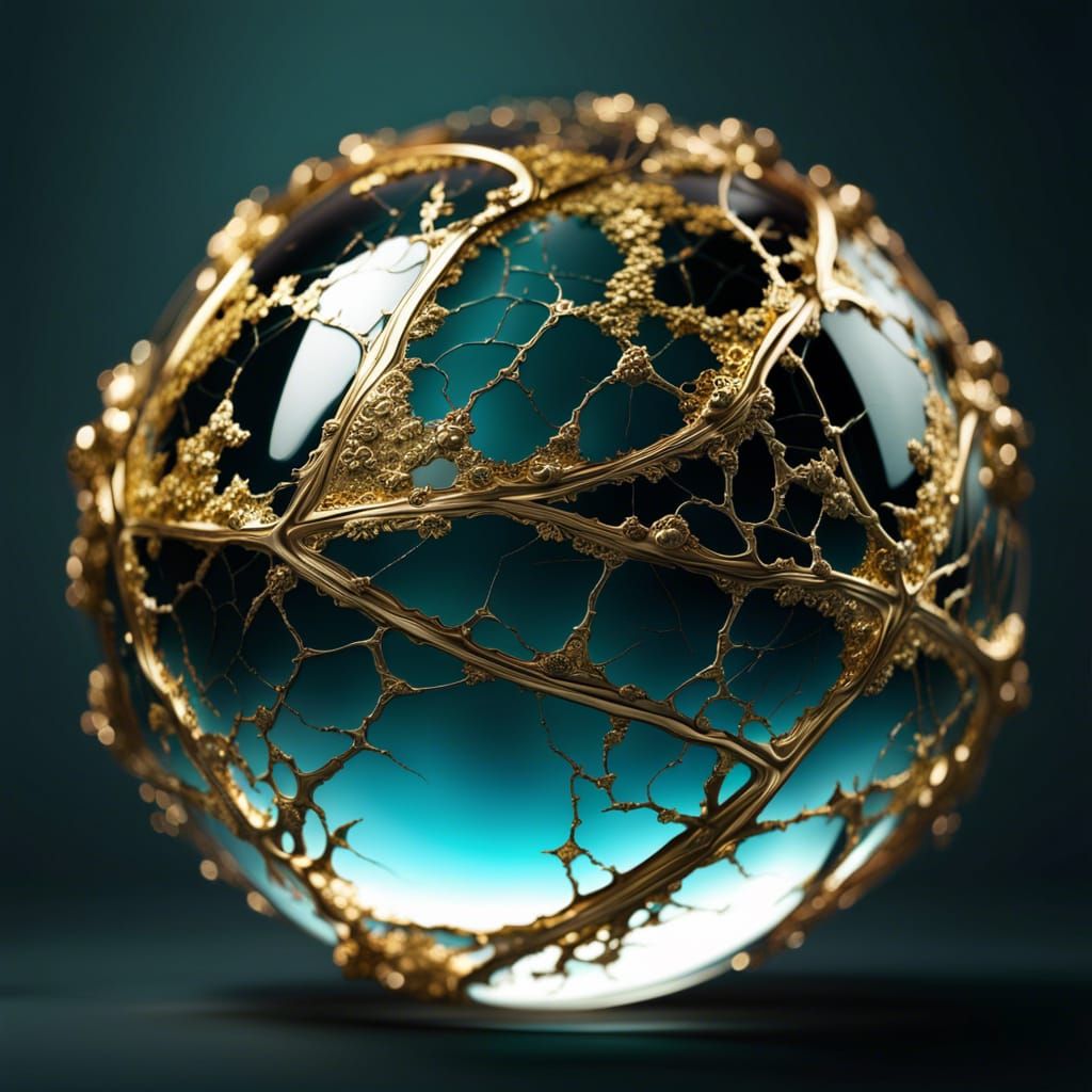 Cracked Glass Sphere with Fractal Effects