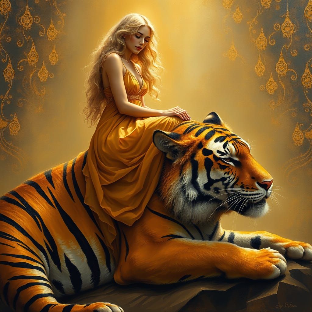 Ethereal Goddess Reigns Over Dreamlike Tiger Kingdom