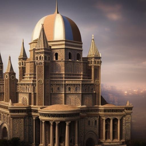 Romanesque Architecture with Geodesic Domes