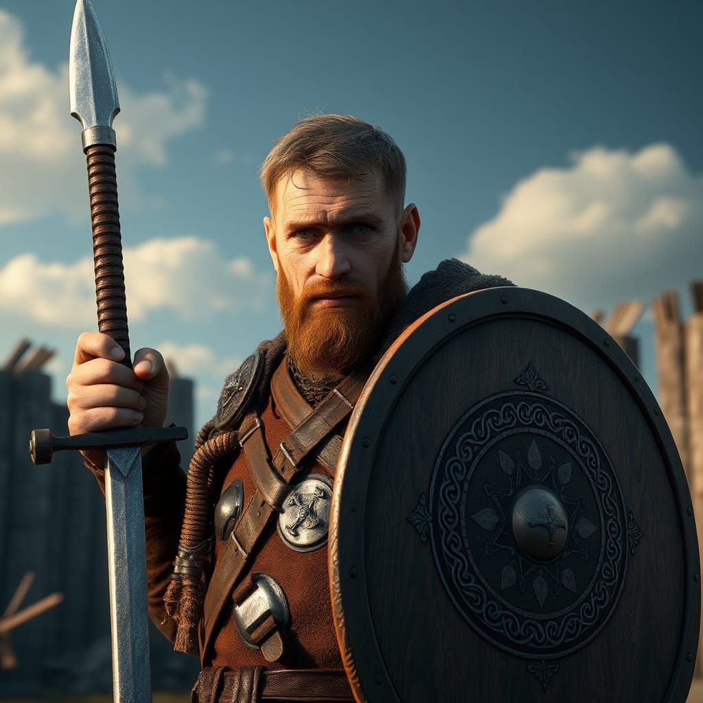 Anglo-Saxon Warrior Ready for Battle in 3D