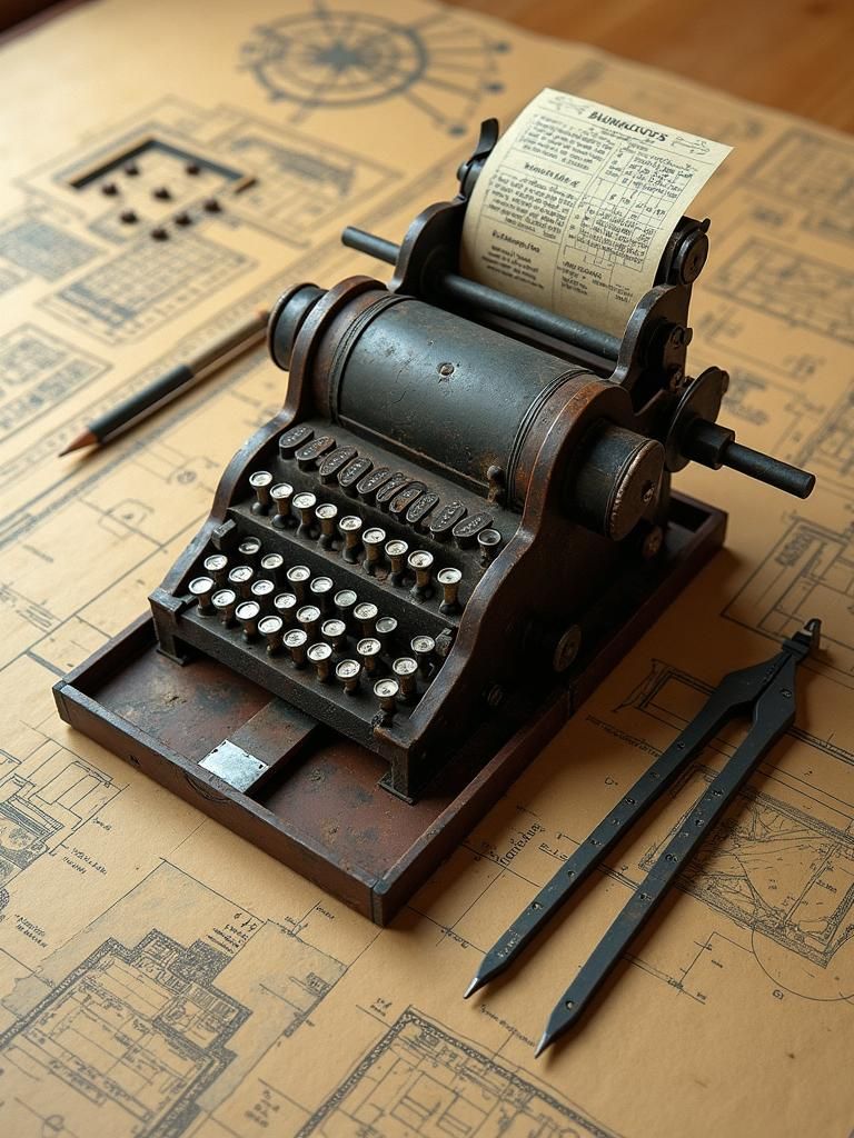 Vintage Burroughs Machine Collage in Photorealistic 3D