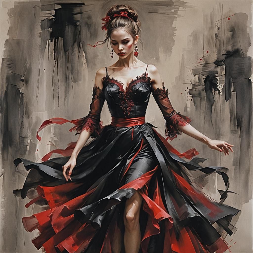 Smoky Dancer in Dark Red Palette
