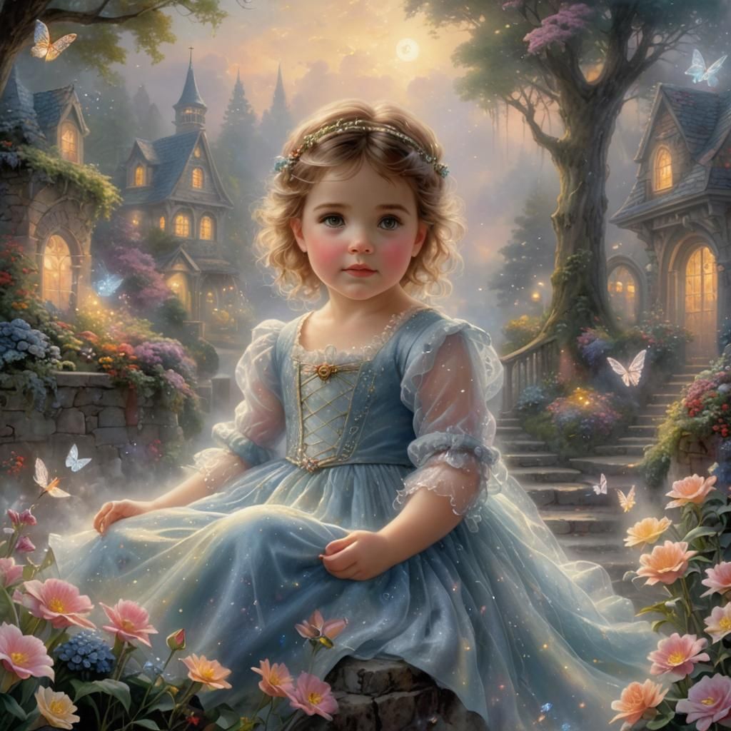 Ethereal Baby Girl in Fantasy Landscape