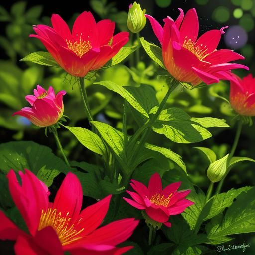 Magical Egg in a Fluorescent Flower Garden