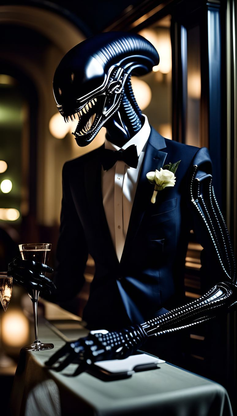 Dapper Xenomorph Ready for a Night Out