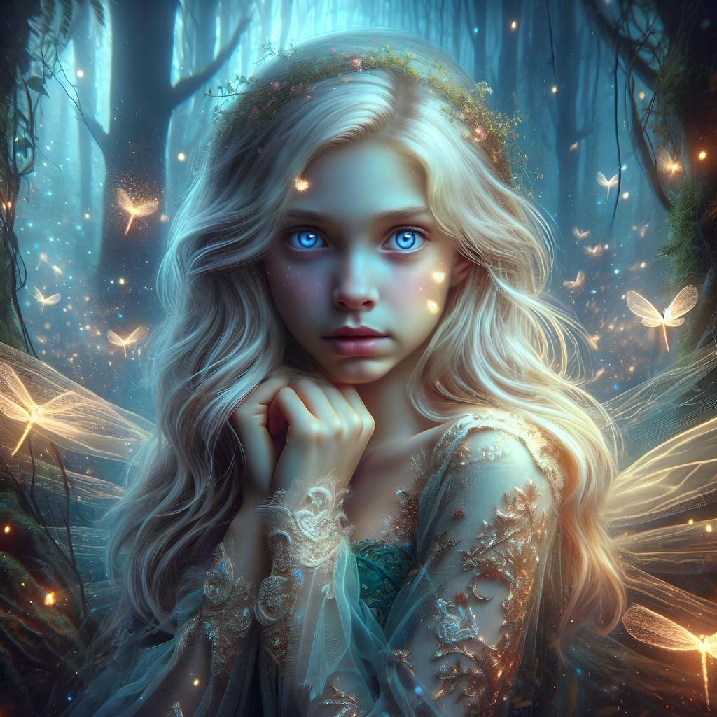 Sad Fairy Princess in Enchanted Forest: 8K Movie Poster