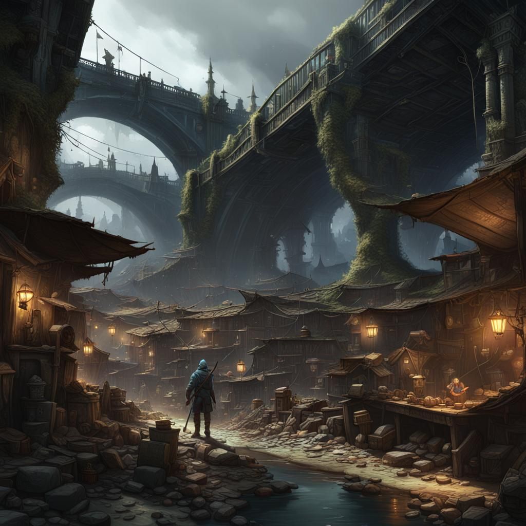 Goblin Slum City: Dark Fantasy Concept Art
