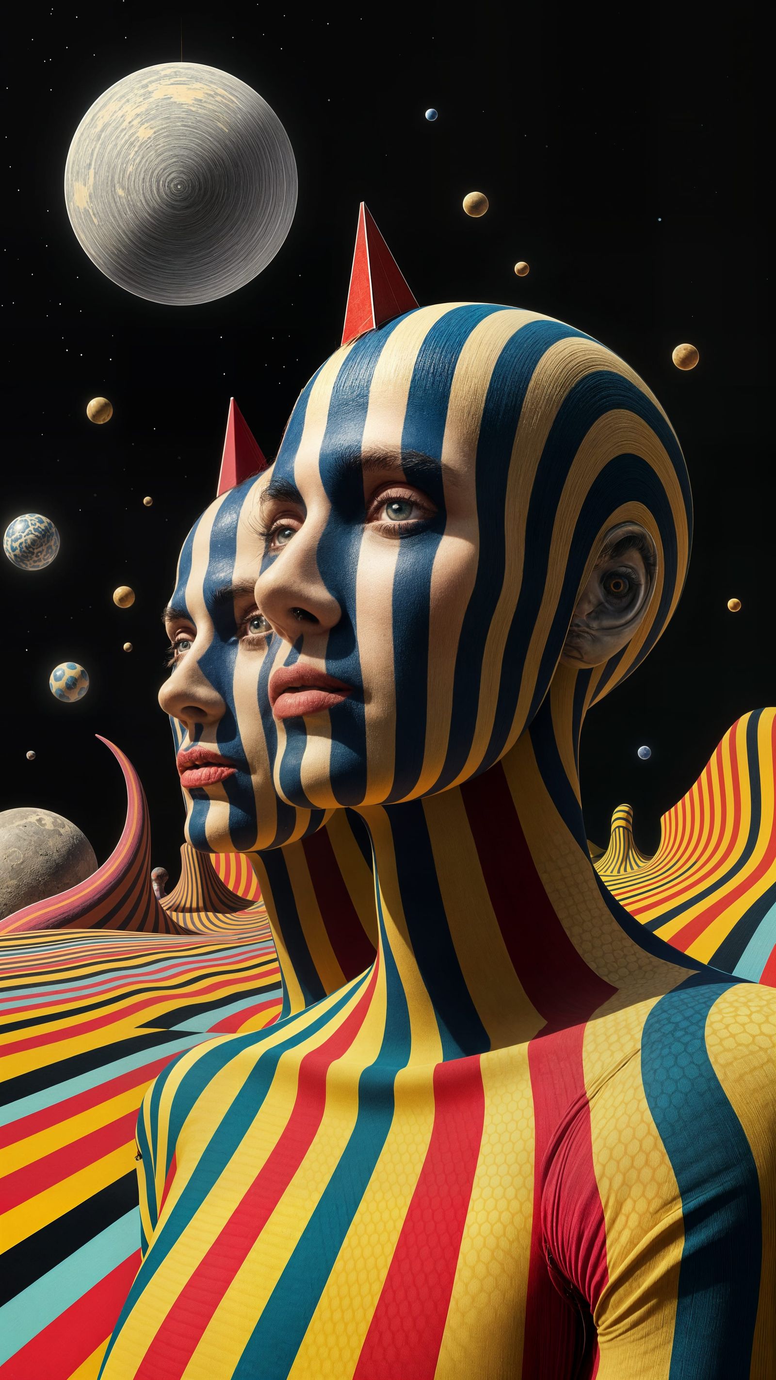 Psychedelic Stripes in a Dreamlike Landscape