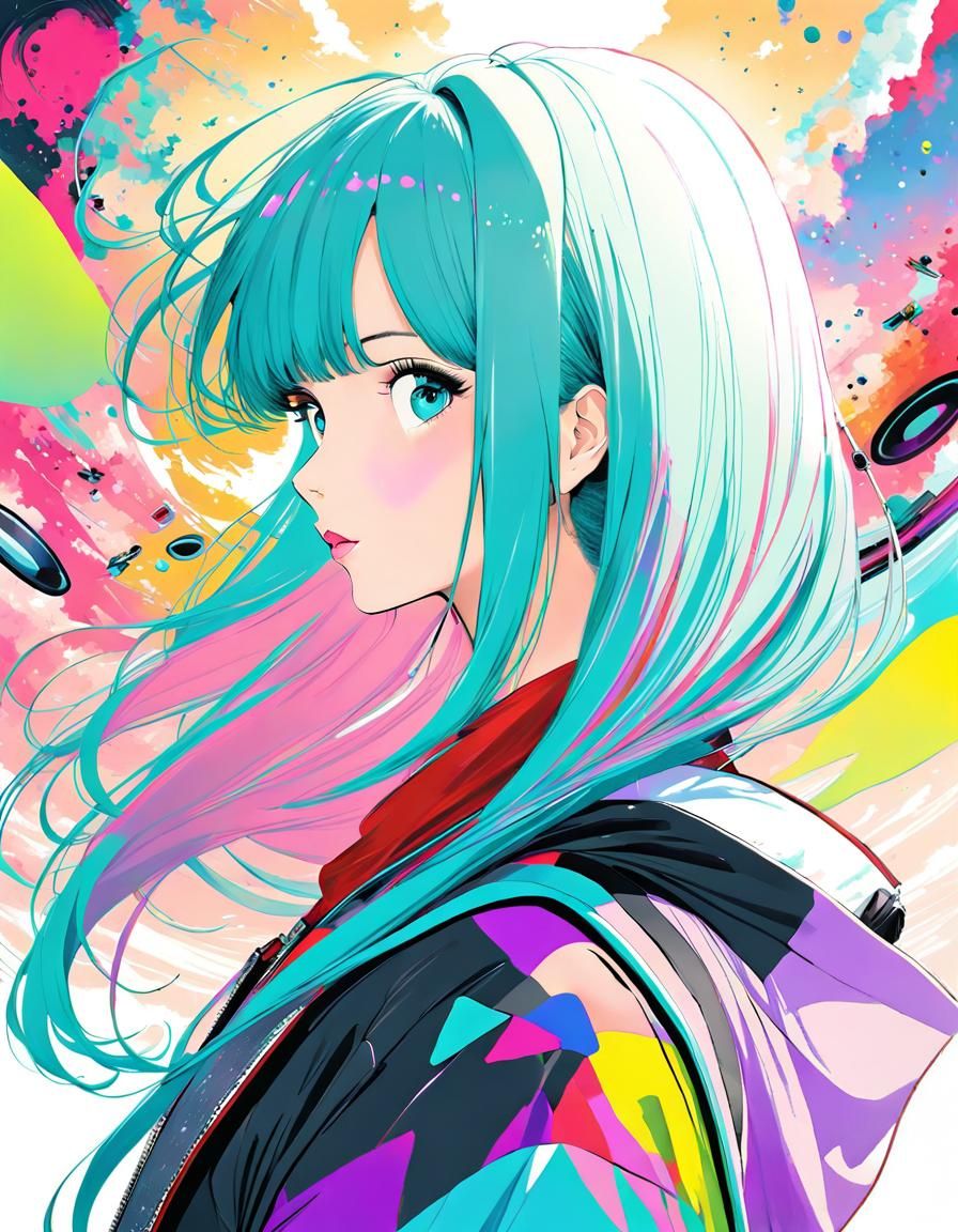 Hatsune Miku Portrait in Anime Style