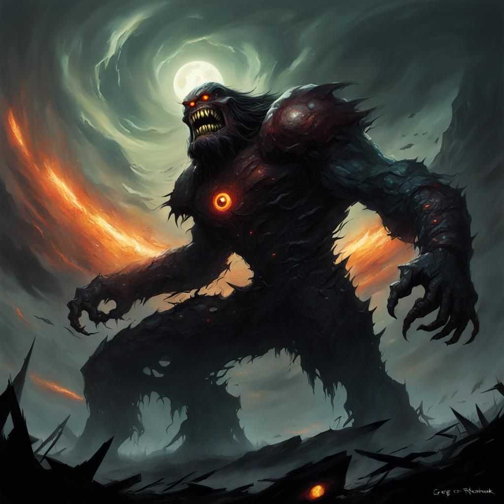 Sinister Giant Titan with Glowing Eye