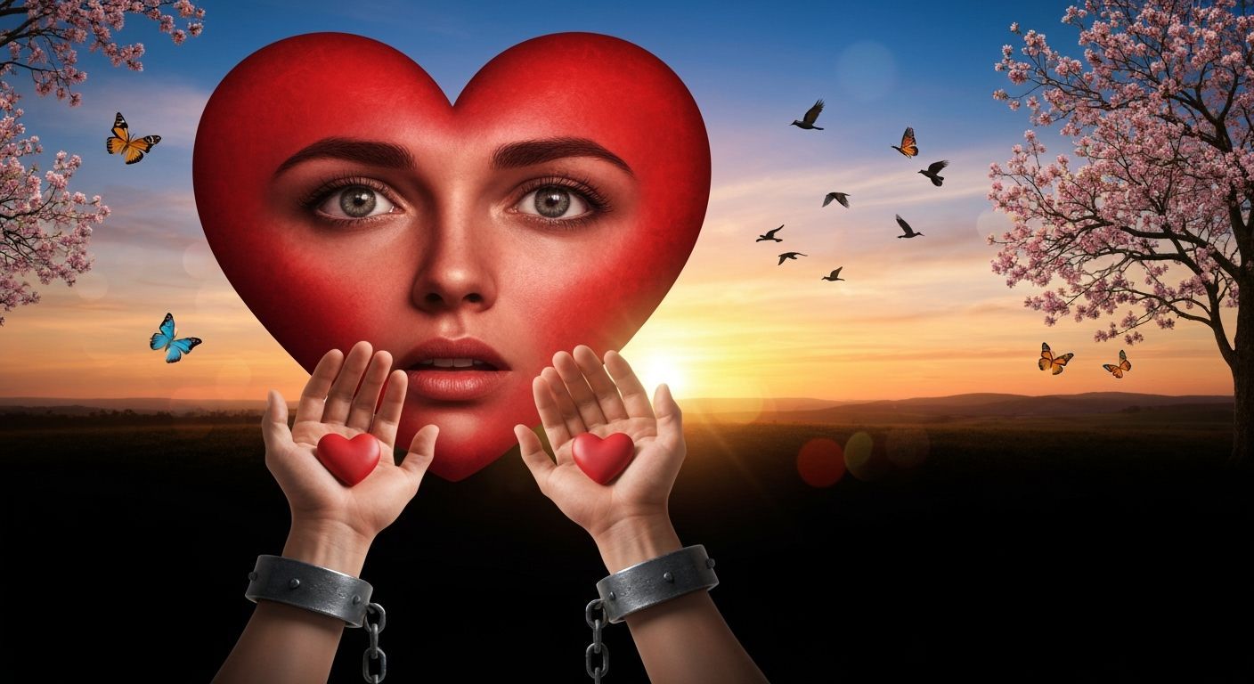 Surreal Valentine Heart Reaching for Hopeful Sunrise