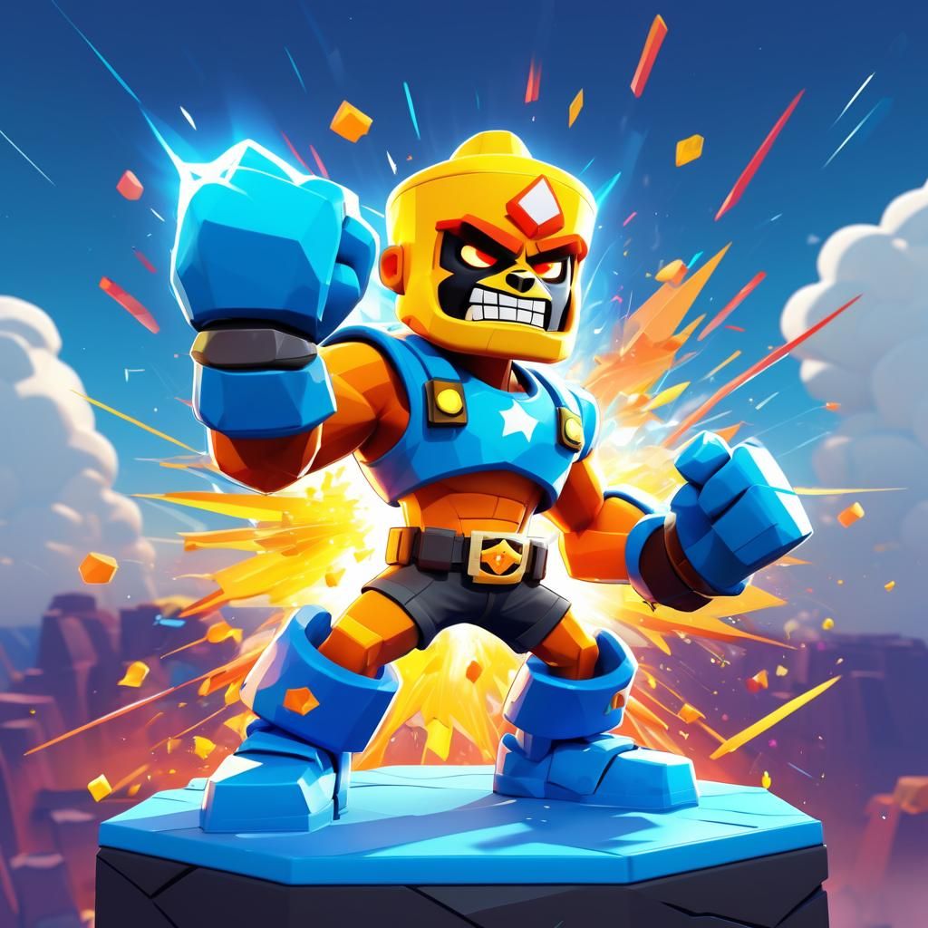 Brawl Stars Character in Low-Poly 3D Style