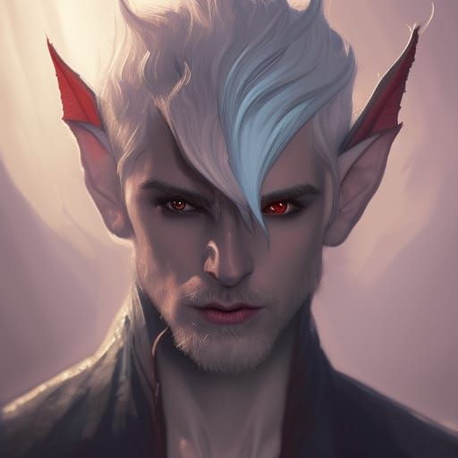 Attractive Vampire Elf Portrait in Art Nouveau Style